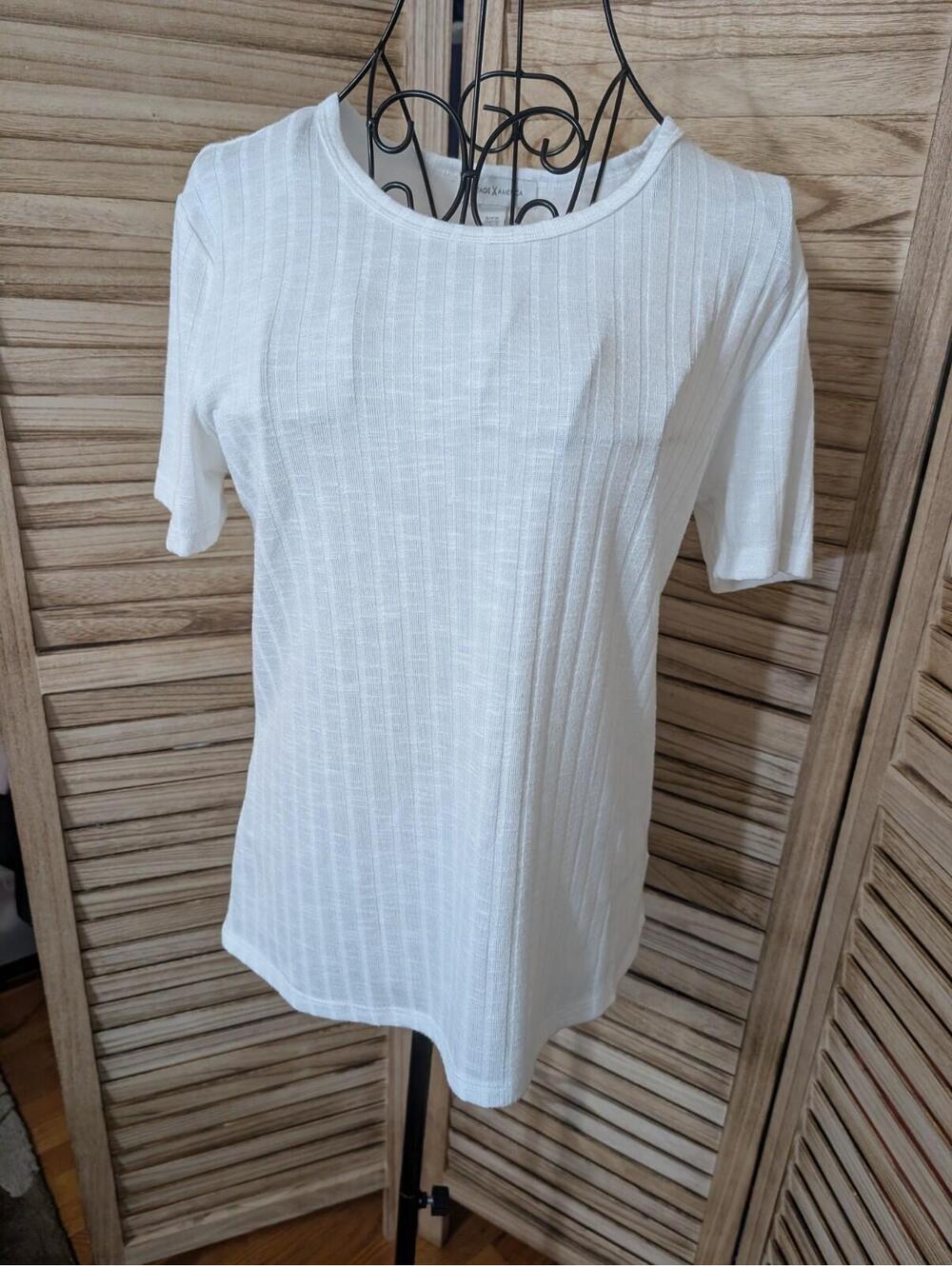 Vintage America Shirt Adult Medium White Slub Ribbed Tee Womens
